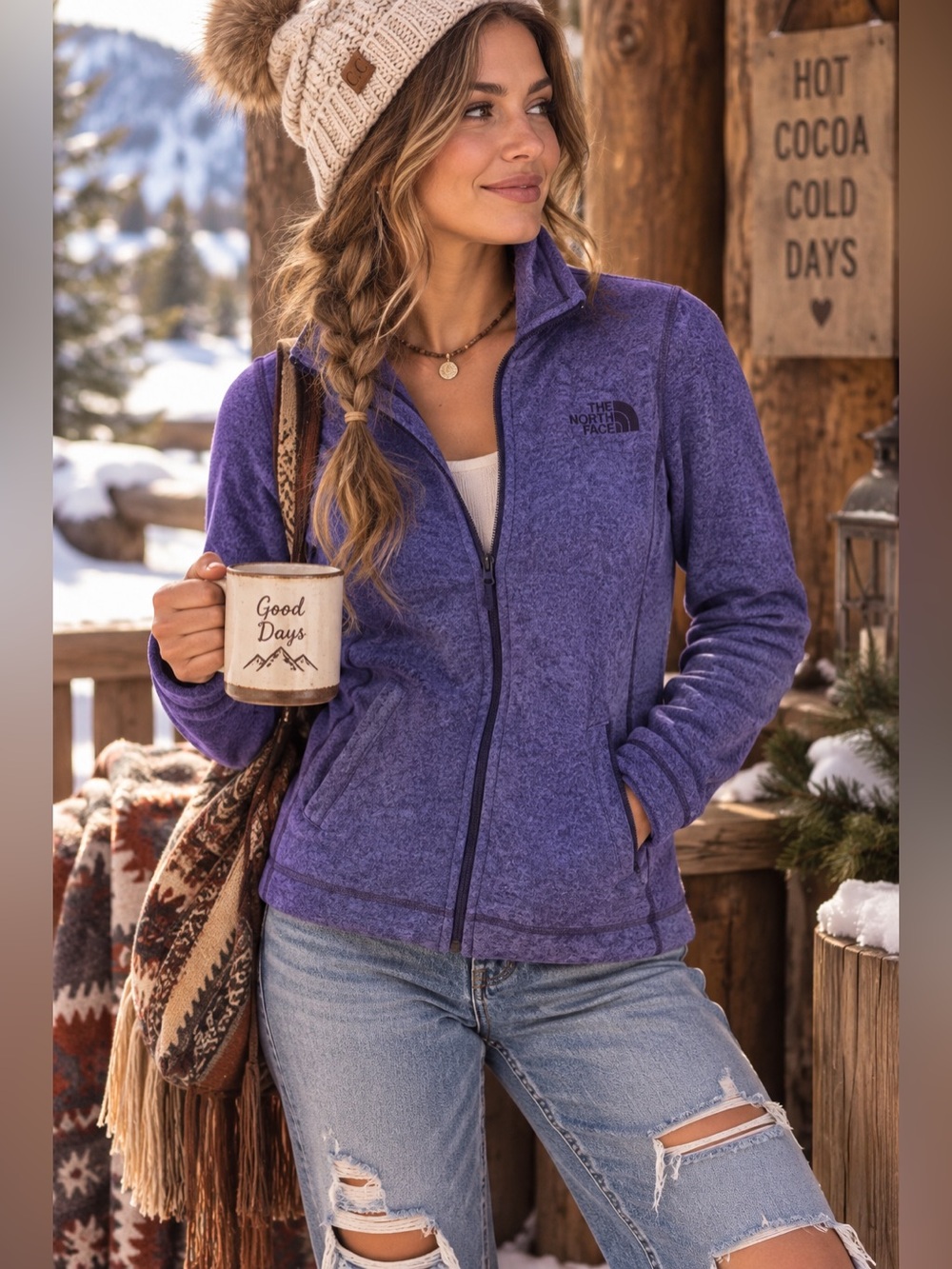 The North Face Heathered Purple Full-Zip Fleece Jacket